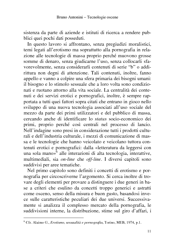 Anteprima della tesi: Tecnologie Oscene. Erotismo e pornografia: contenuti strategici per i nuovi media, Pagina 5