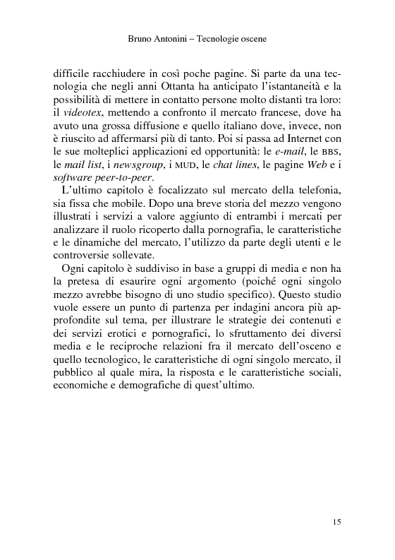 Anteprima della tesi: Tecnologie Oscene. Erotismo e pornografia: contenuti strategici per i nuovi media, Pagina 9