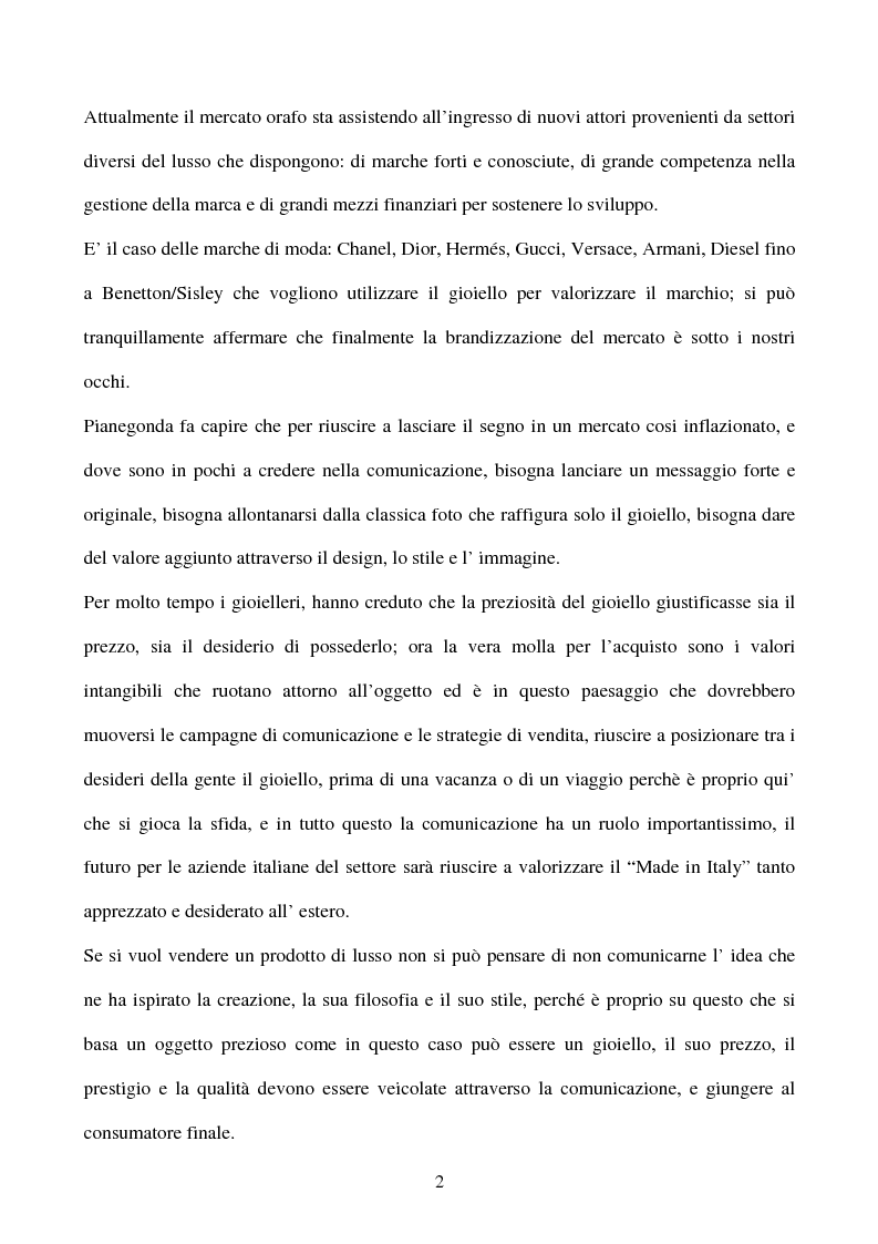 Anteprima della tesi: L' importanza della comunicazione d' impresa nel settore del lusso: Il caso Pianegonda, Pagina 2