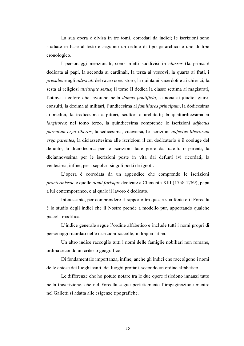 Anteprima della tesi: Contributo all'epigrafia di Roma. Le iscrizioni della basilica di San Giovanni in Laterano. Revisione del volume VIII del corpus di Vincenzo Forcella., Pagina 12