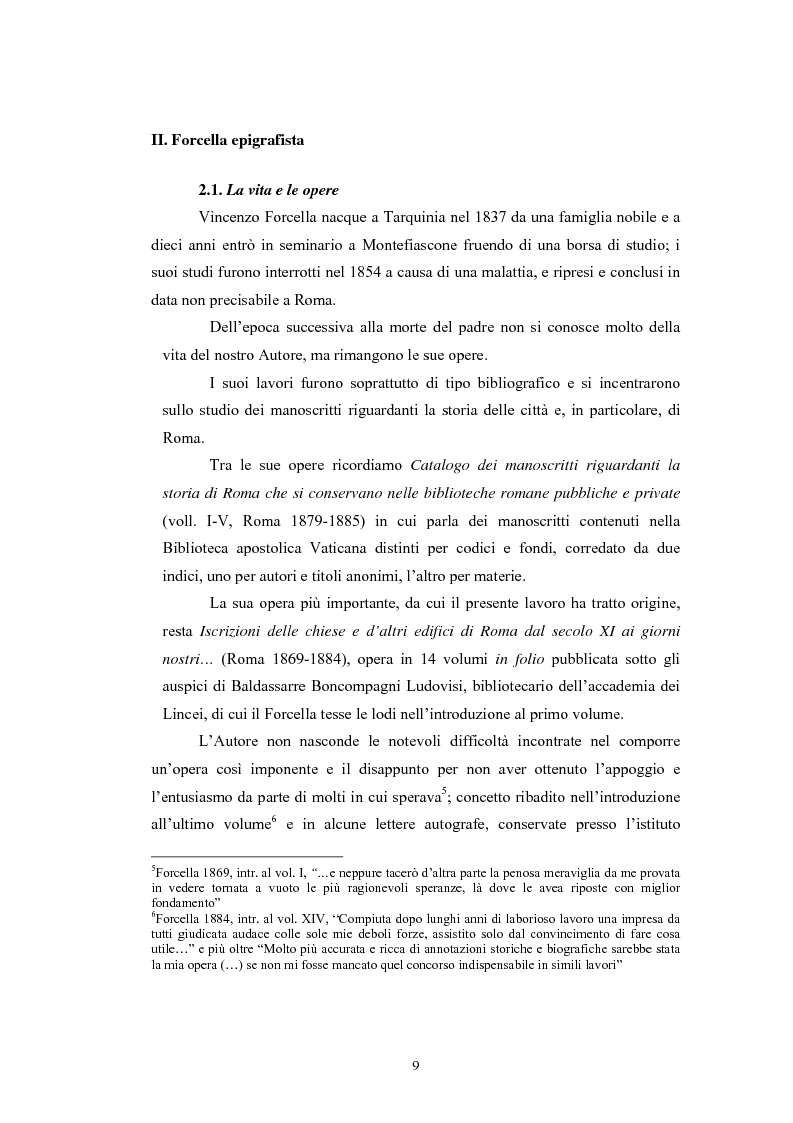 Anteprima della tesi: Contributo all'epigrafia di Roma. Le iscrizioni della basilica di San Giovanni in Laterano. Revisione del volume VIII del corpus di Vincenzo Forcella., Pagina 6