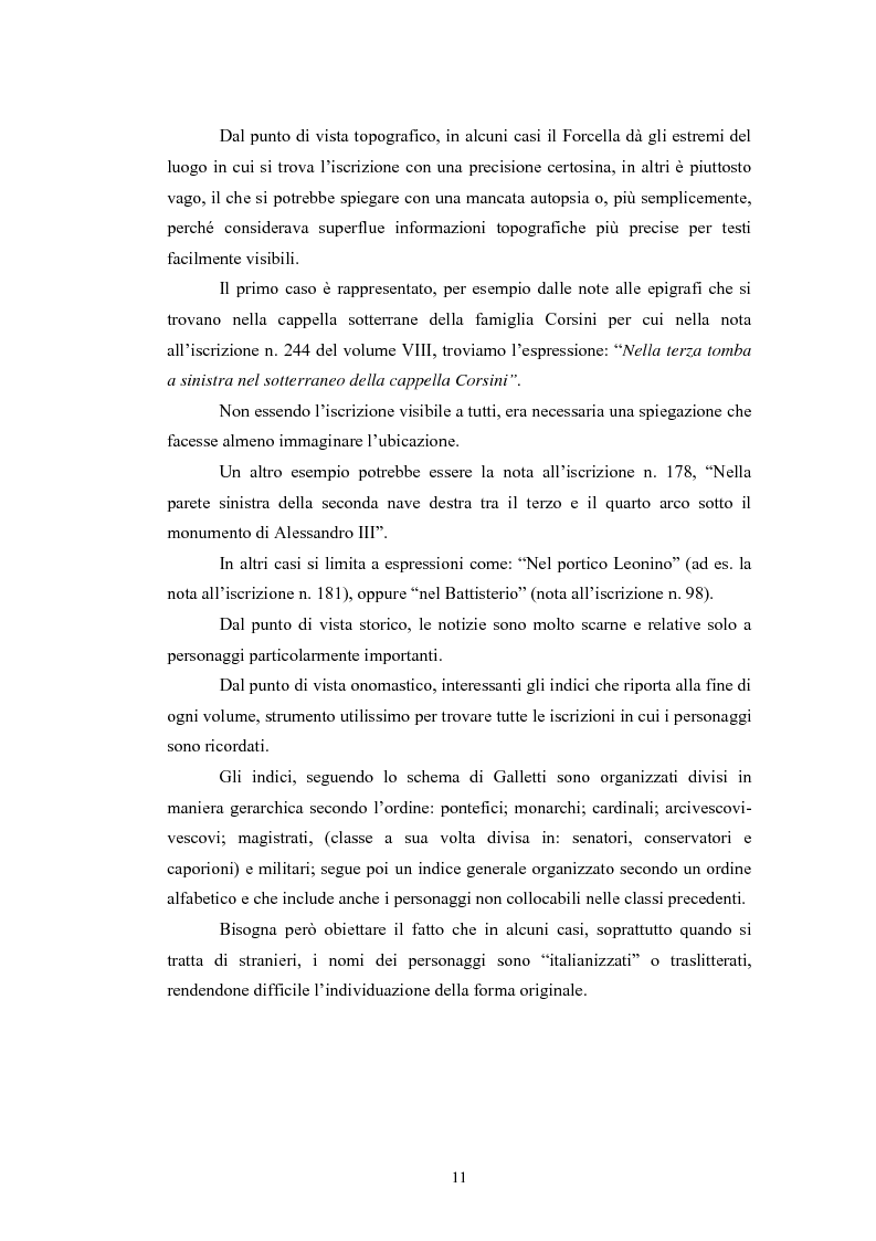 Anteprima della tesi: Contributo all'epigrafia di Roma. Le iscrizioni della basilica di San Giovanni in Laterano. Revisione del volume VIII del corpus di Vincenzo Forcella., Pagina 8