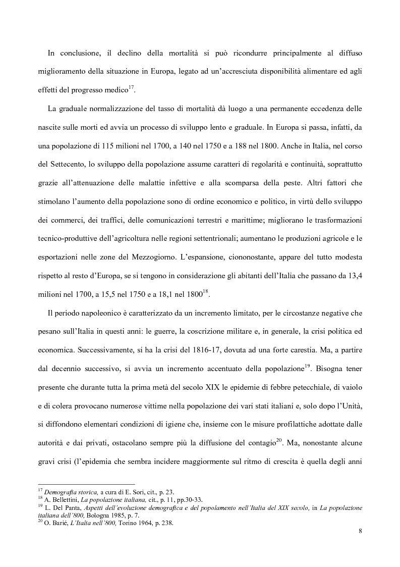 Anteprima della tesi: Nati, matrimoni e morti a Salerno dal 1830 all' Unità, Pagina 6