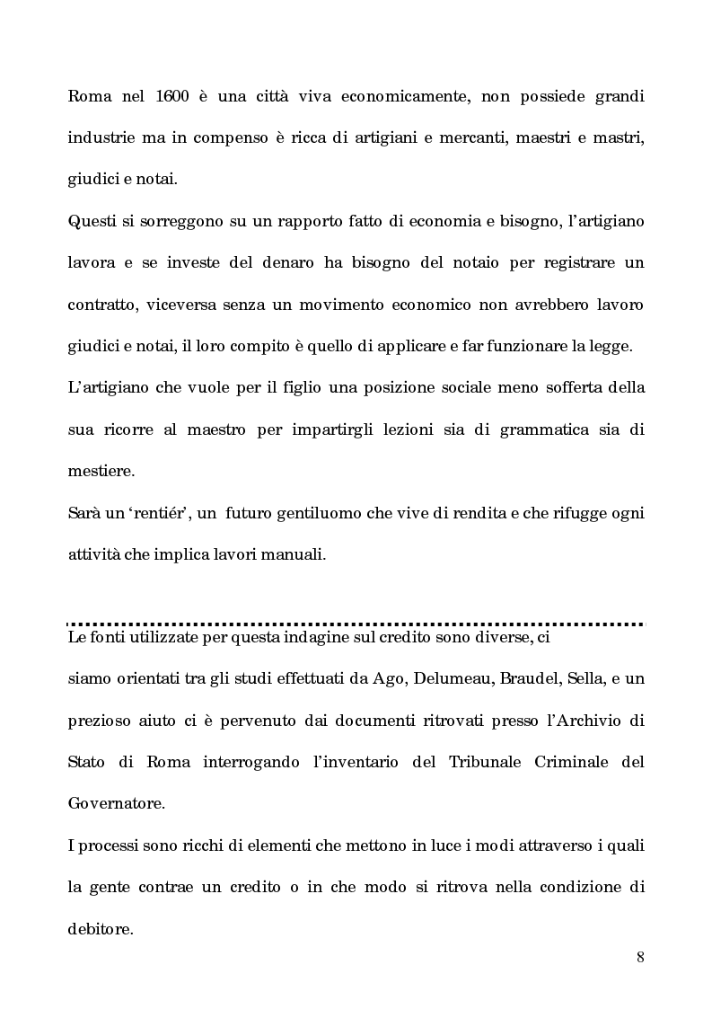 Anteprima della tesi: I processi per debito nella Roma del 1600, Pagina 3