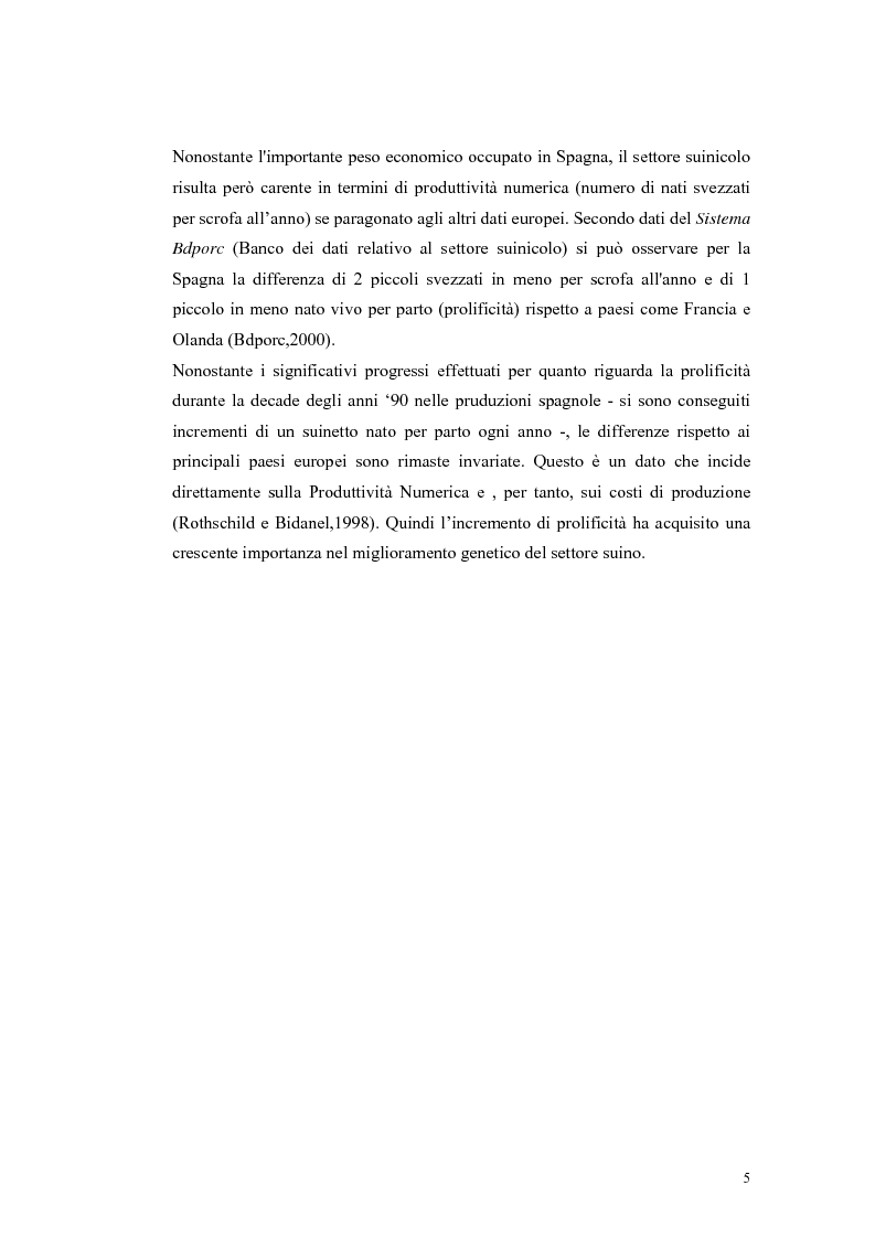 Anteprima della tesi: Polimorfismi SNP nel gene candidato BMPR1B per la prolificità nel suino in incroci Iberico X Meishan, Pagina 2