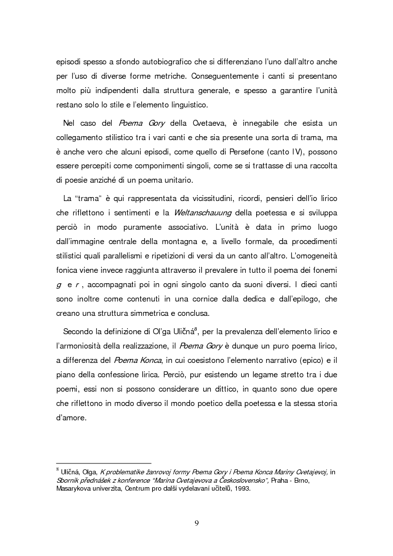 Anteprima della tesi: Due traduzioni ceche del Poema Gory di Marina Cvetaeva, Pagina 11