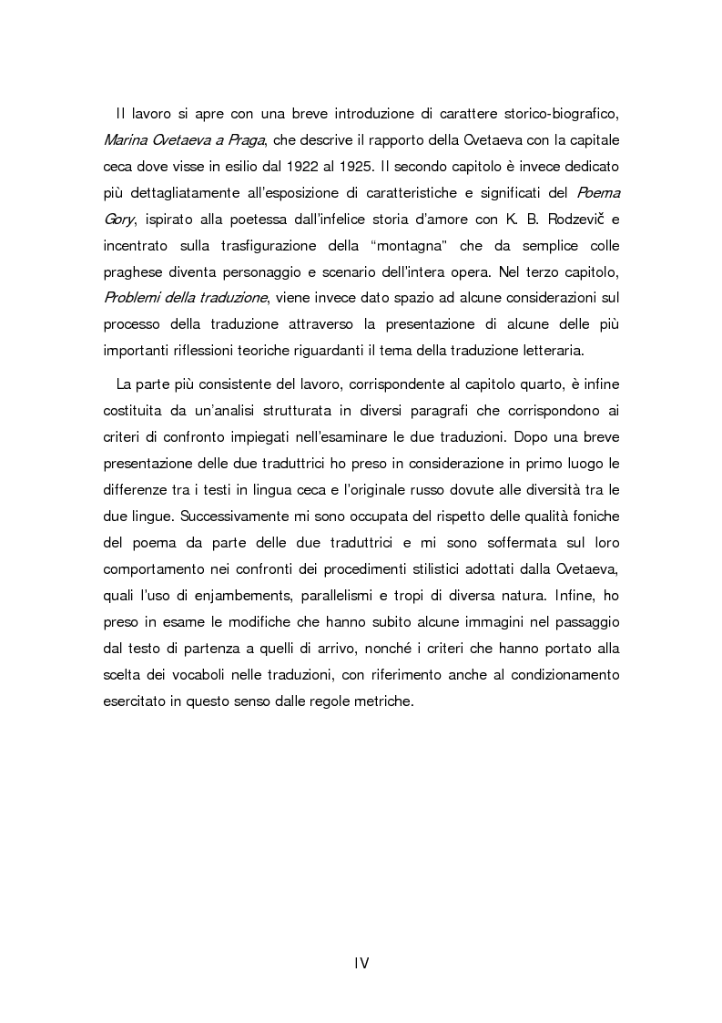 Anteprima della tesi: Due traduzioni ceche del Poema Gory di Marina Cvetaeva, Pagina 2