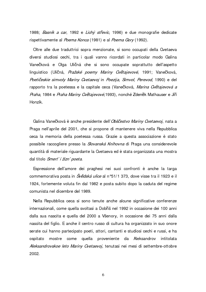 Anteprima della tesi: Due traduzioni ceche del Poema Gory di Marina Cvetaeva, Pagina 8