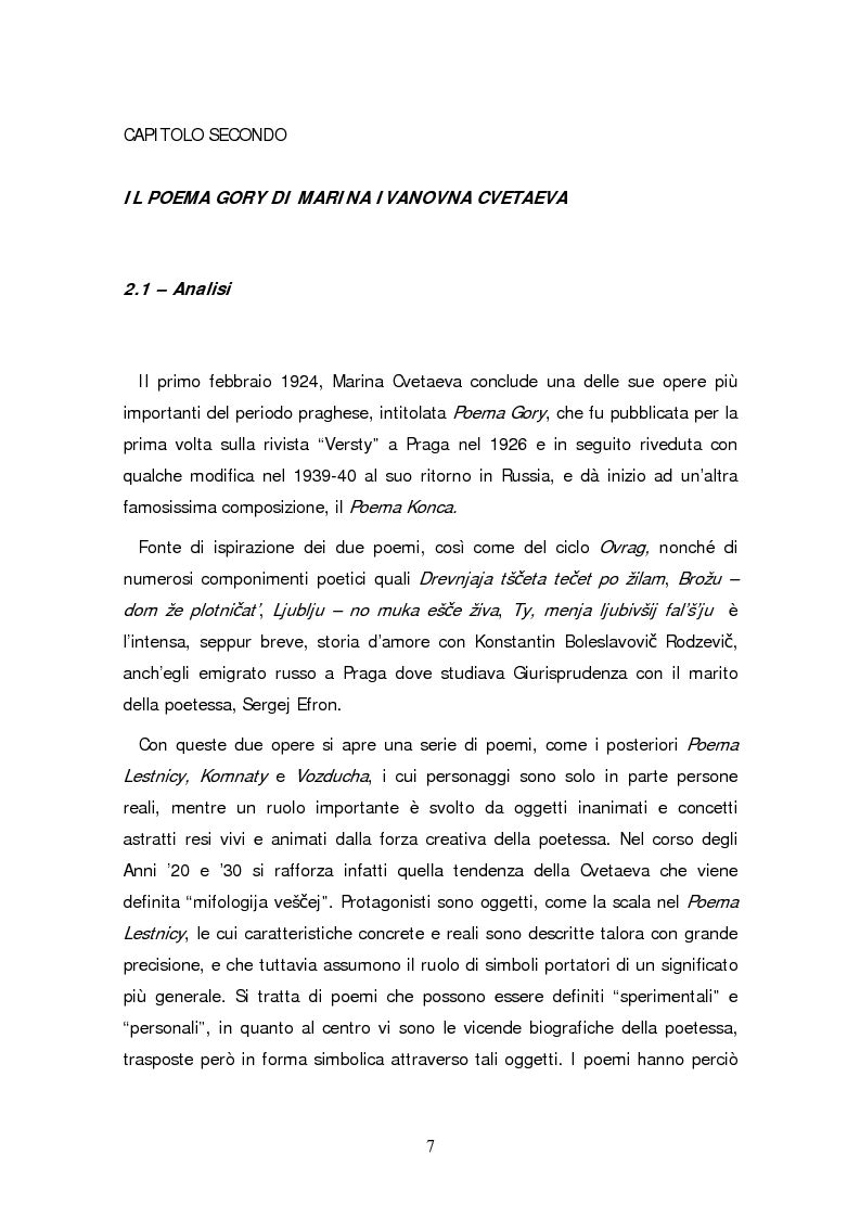 Anteprima della tesi: Due traduzioni ceche del Poema Gory di Marina Cvetaeva, Pagina 9