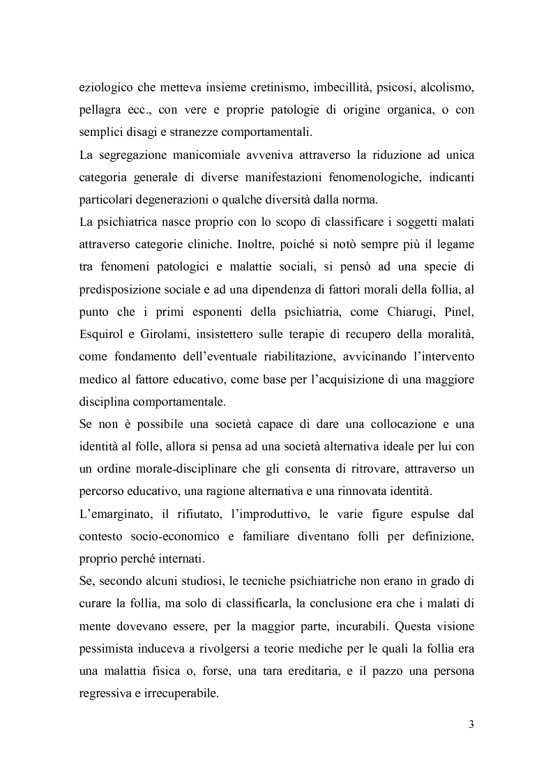 Anteprima della tesi: Il trattamento della malattia mentale. Il CSM di Rimini, Pagina 3