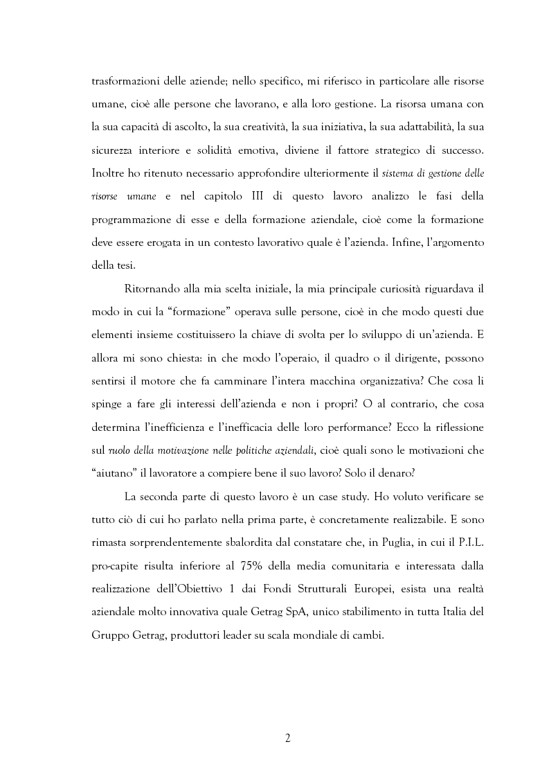 Anteprima della tesi: La motivazione nelle politiche aziendali. Il caso: Getrag SpA, Pagina 2