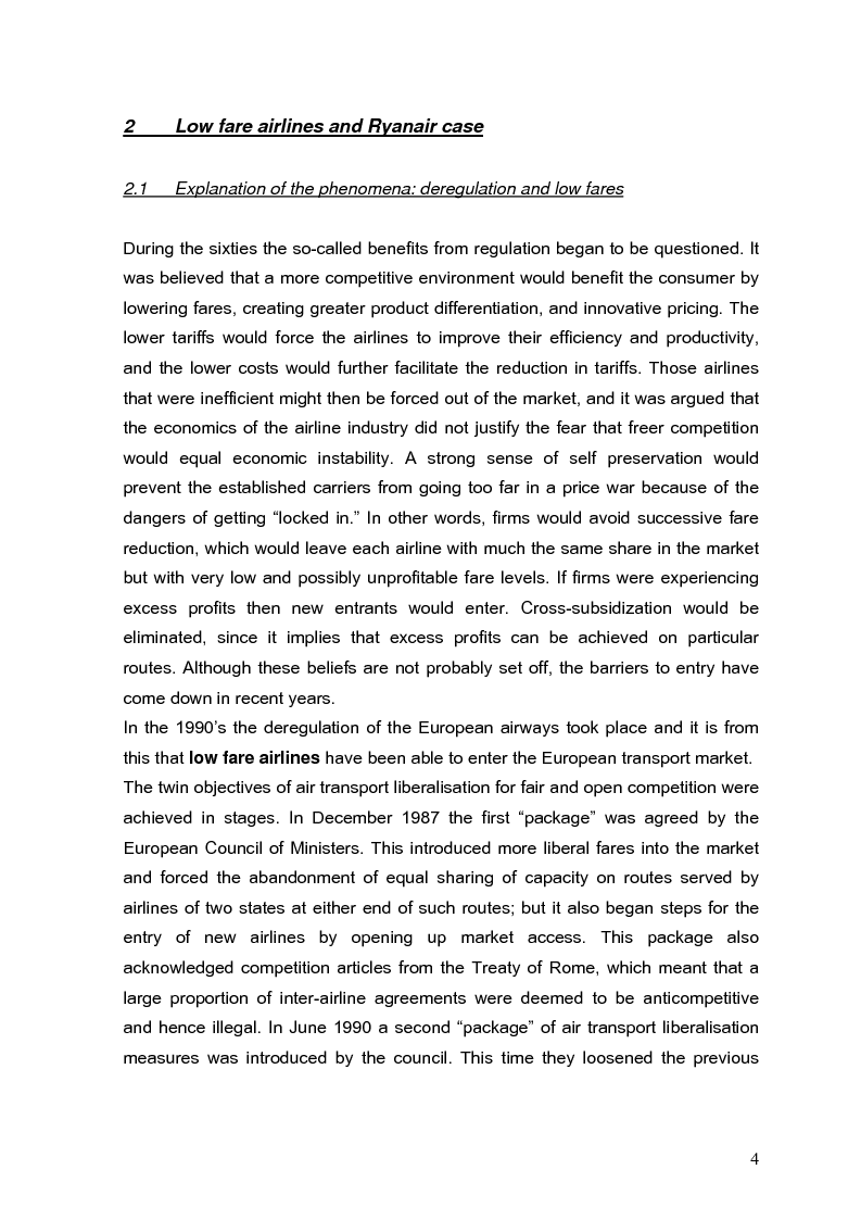 Anteprima della tesi: The role of secondary airports after air service market deregulation and the phenomena of low-cost airlines. Case study: Ronchi dei Legionari, Pagina 3
