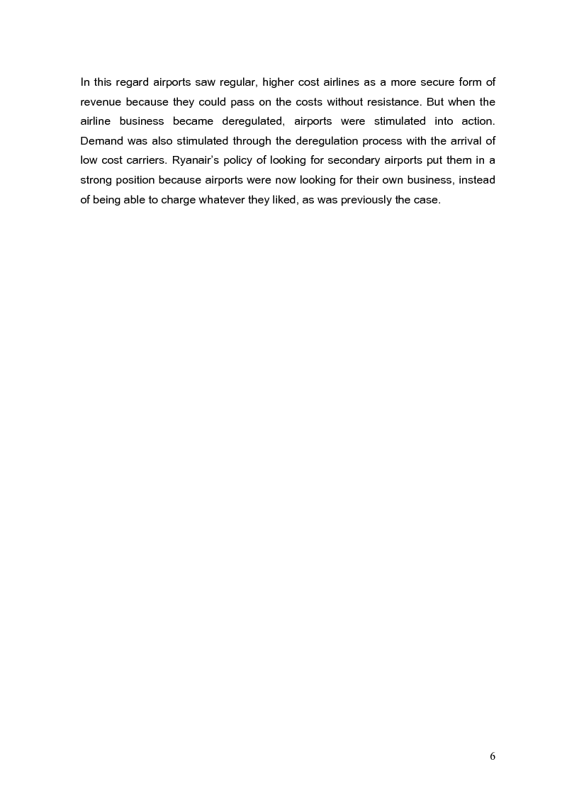 Anteprima della tesi: The role of secondary airports after air service market deregulation and the phenomena of low-cost airlines. Case study: Ronchi dei Legionari, Pagina 5