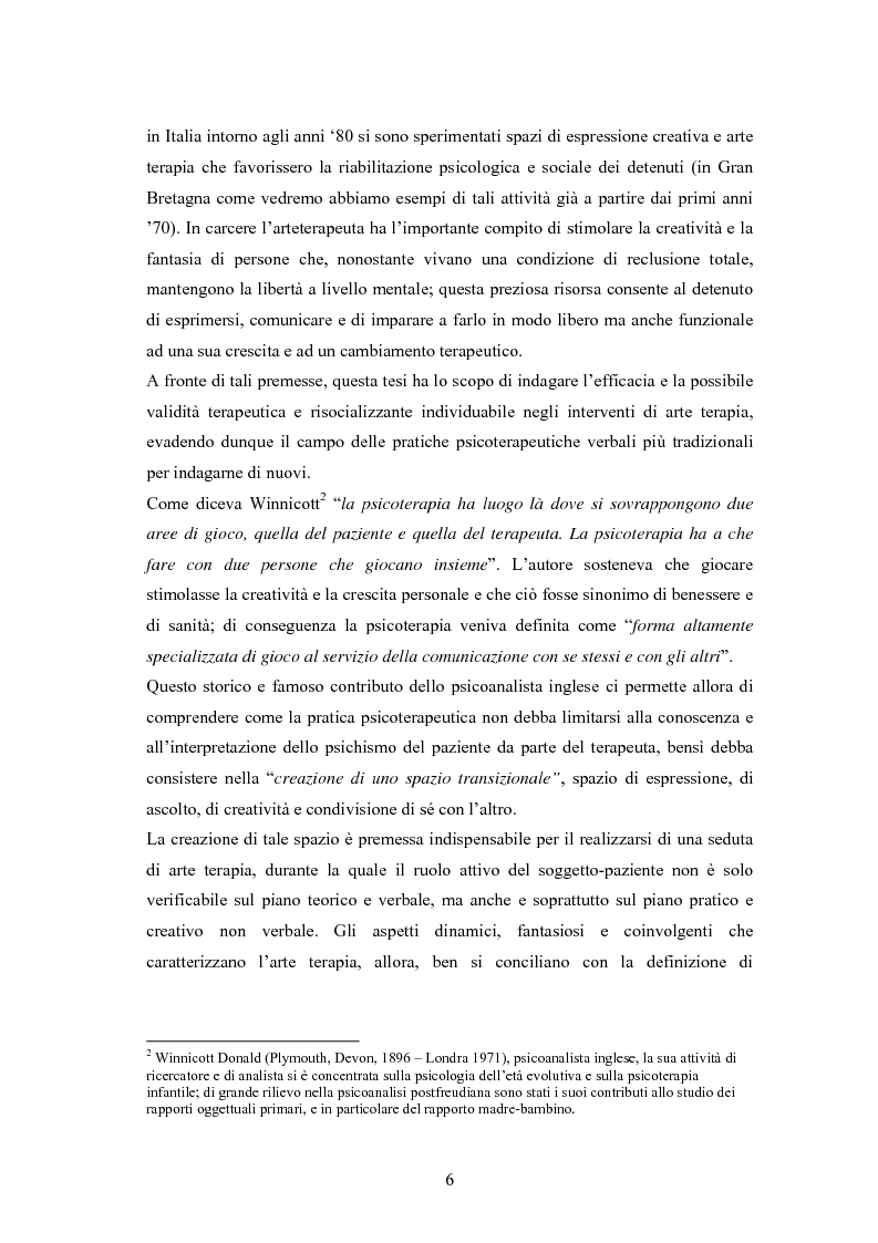 Anteprima della tesi: L'arte terapia in carcere: valenze terapeutiche e risocializzanti, Pagina 2