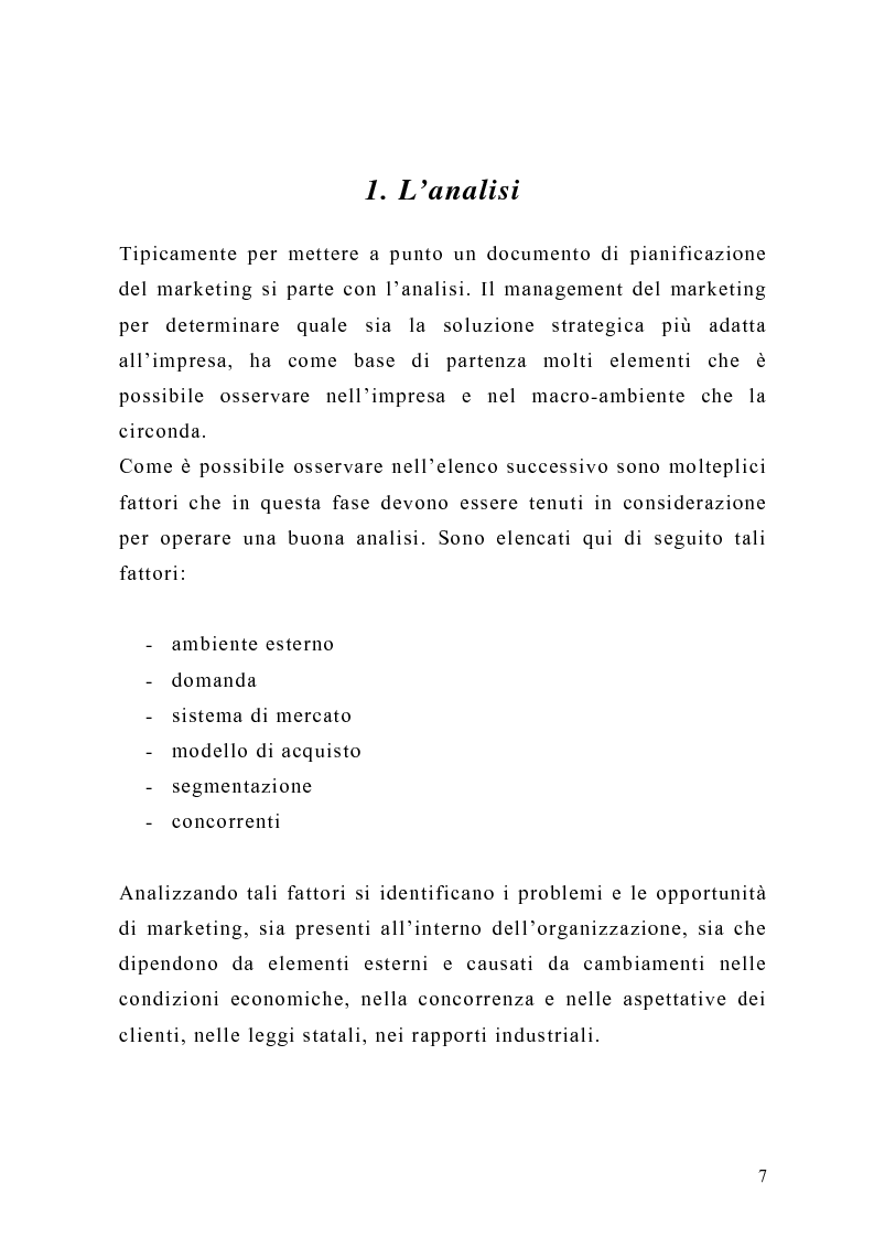 Anteprima della tesi: Il piano di Marketing: sviluppo e attuazione - Il caso Mungo, Pagina 4