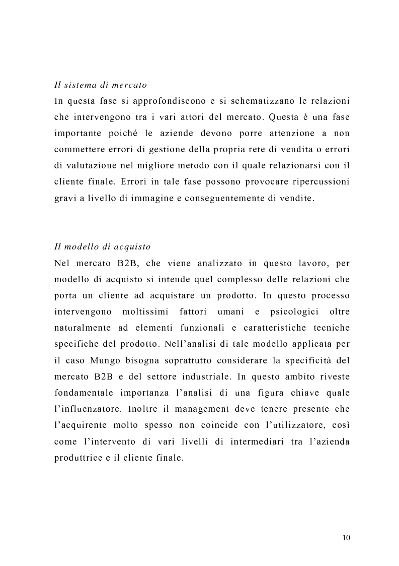 Anteprima della tesi: Il piano di Marketing: sviluppo e attuazione - Il caso Mungo, Pagina 7