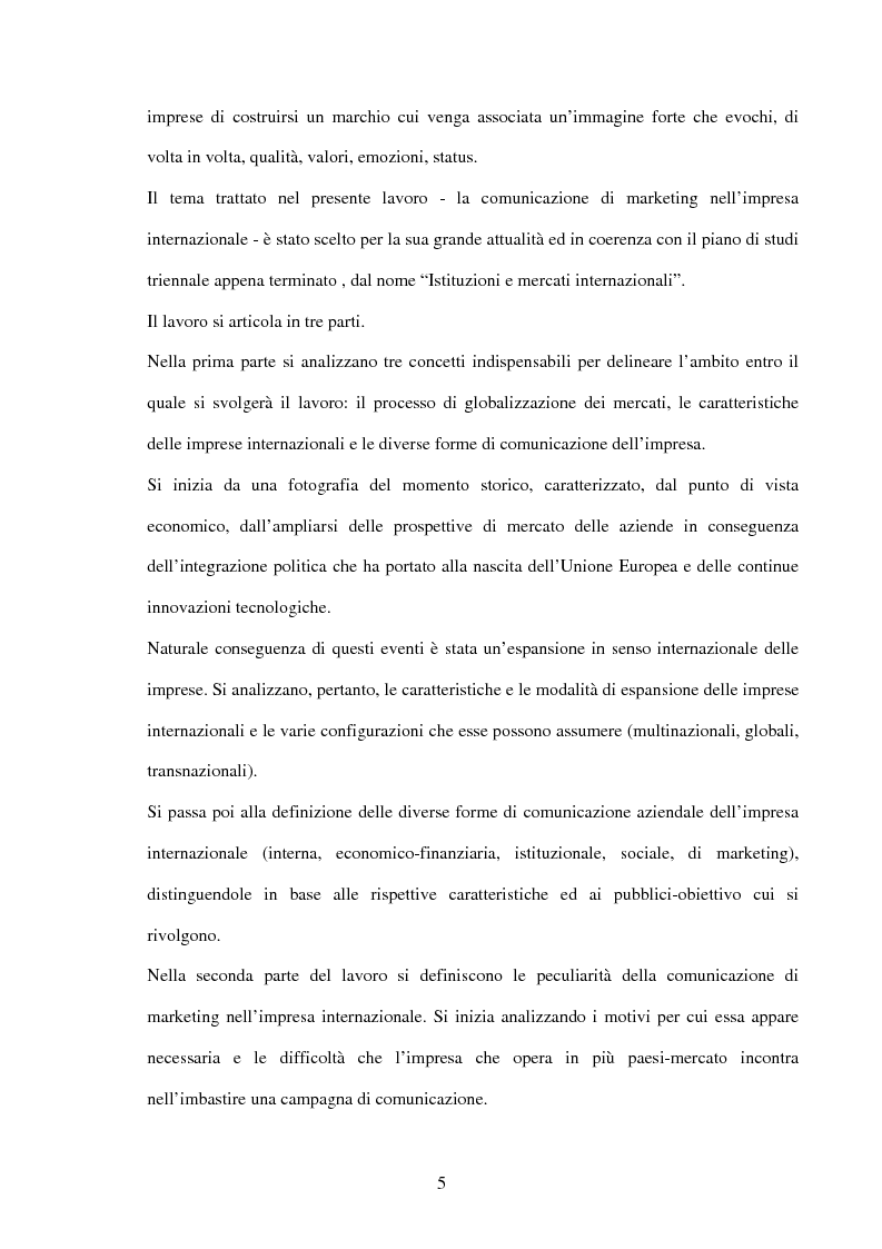 Anteprima della tesi: La comunicazione di marketing delle imprese internazionali, Pagina 2