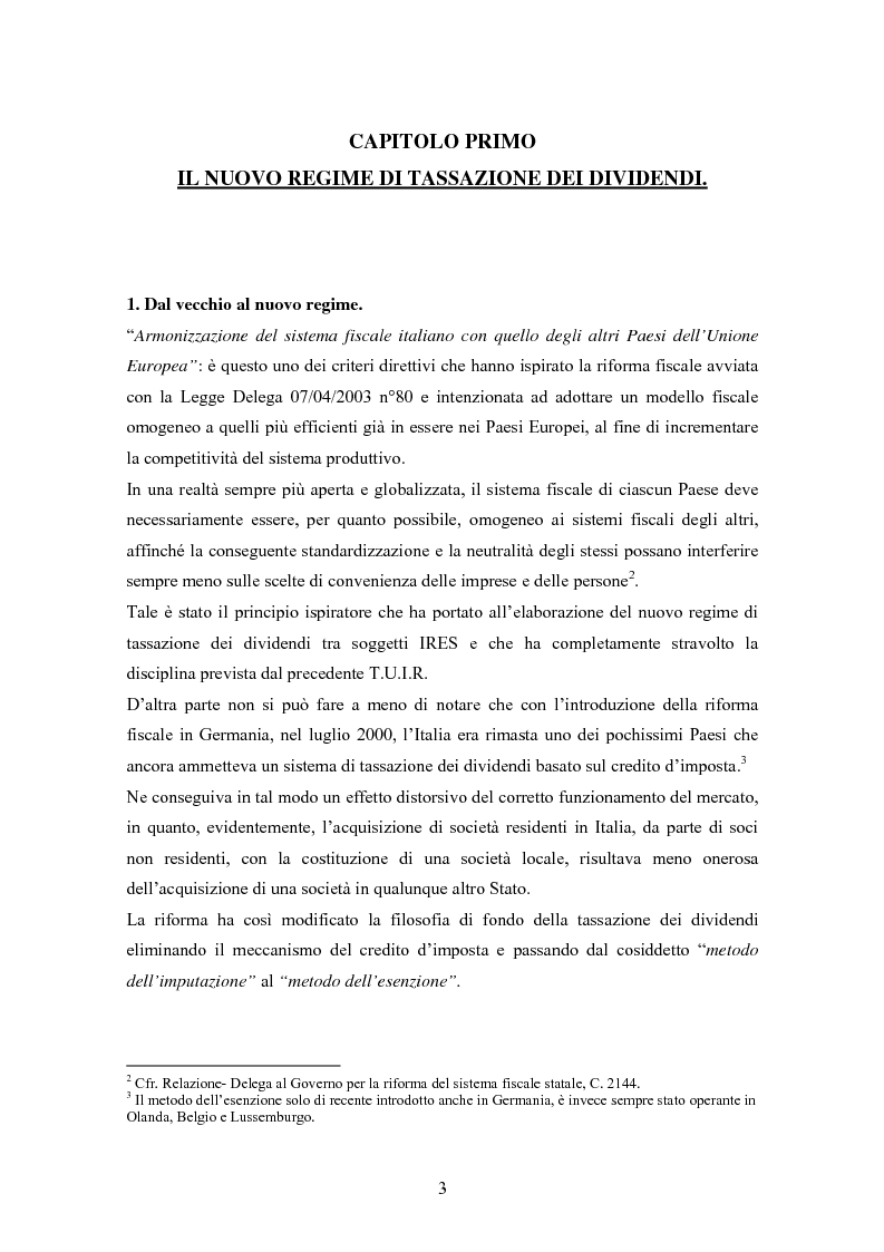 Anteprima della tesi: Dal nuovo principio dell'esenzione nella tassazione dei dividendi al regime opzionale della trasparenza fiscale. Scelte di convenienza., Pagina 3