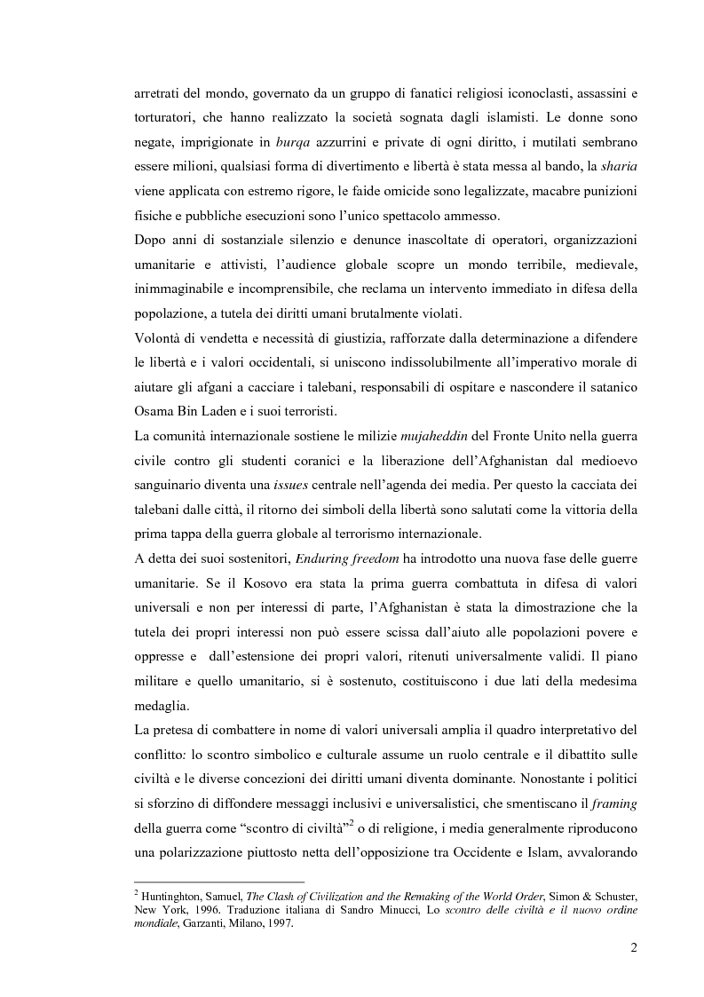 Anteprima della tesi: Enduring Freedom. Retorica umanitaria e spersonalizzazione nella nuova guerra in Afghanistan, Pagina 2
