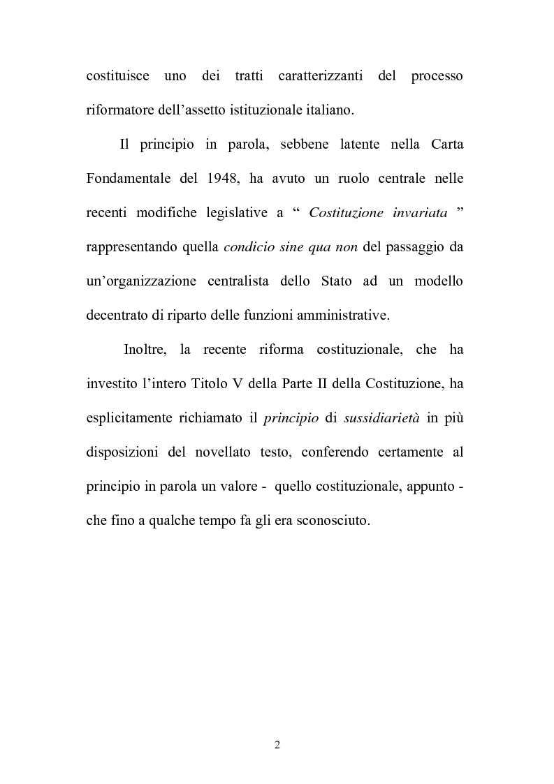 Anteprima della tesi: Il principio di sussidiarietà nel sistema delle autonomie locali, Pagina 2