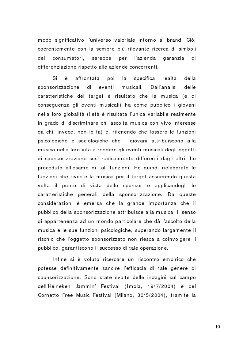 Anteprima della tesi: La sponsorizzazione di eventi musicali: un efficace strumento di comunicazione commerciale, Pagina 5
