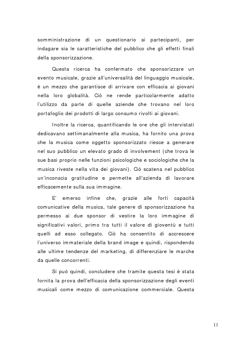Anteprima della tesi: La sponsorizzazione di eventi musicali: un efficace strumento di comunicazione commerciale, Pagina 6
