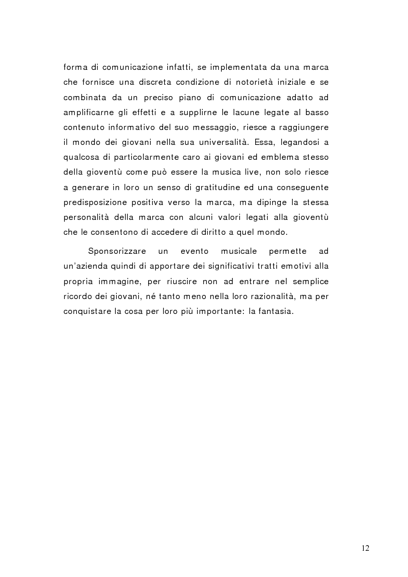 Anteprima della tesi: La sponsorizzazione di eventi musicali: un efficace strumento di comunicazione commerciale, Pagina 7