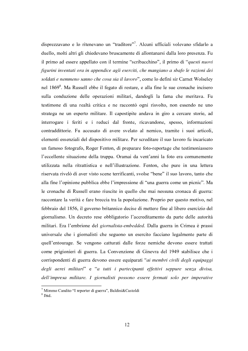 Anteprima della tesi: Professione reporter di guerra: da Russell ad Al-Jazeera storie, analisi ed evoluzione di un mestiere difficile, Pagina 12