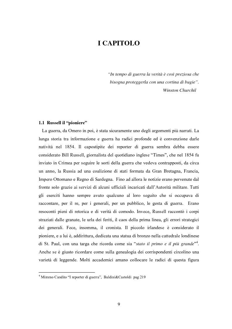 Anteprima della tesi: Professione reporter di guerra: da Russell ad Al-Jazeera storie, analisi ed evoluzione di un mestiere difficile, Pagina 9