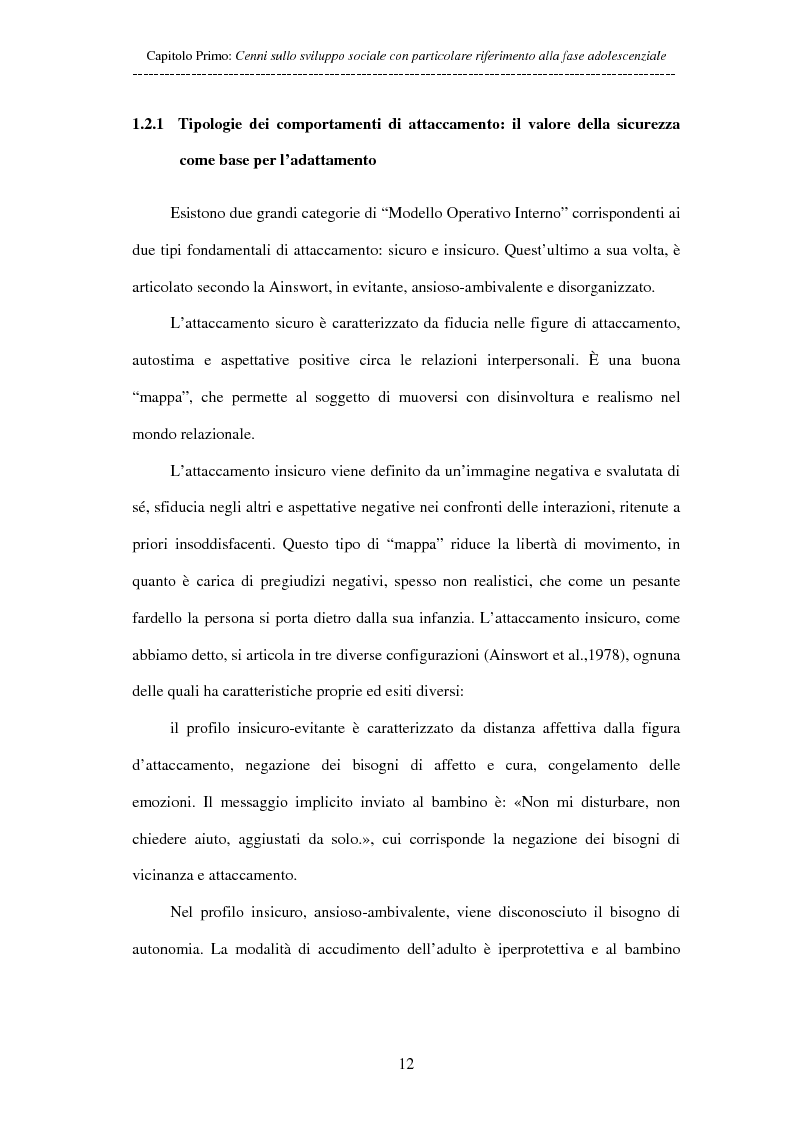 Anteprima della tesi: Adolescenti allontanati dalla famiglia: tra disagio e capacità di ''resilienza'', Pagina 12