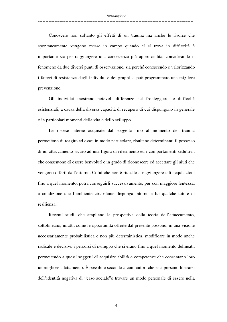 Anteprima della tesi: Adolescenti allontanati dalla famiglia: tra disagio e capacità di ''resilienza'', Pagina 4