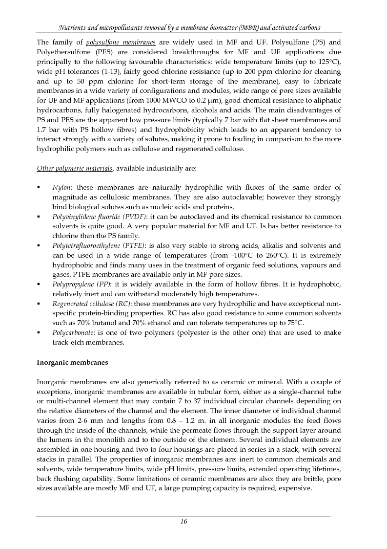 Anteprima della tesi: Rimozione di nutrienti e microinquinanti attraverso un processo a fanghi attivi assistito da membrana e carboni attivi, Pagina 11