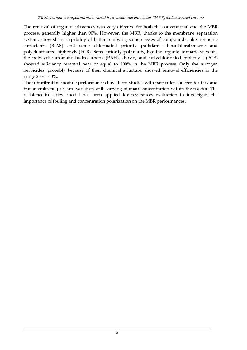 Anteprima della tesi: Rimozione di nutrienti e microinquinanti attraverso un processo a fanghi attivi assistito da membrana e carboni attivi, Pagina 3