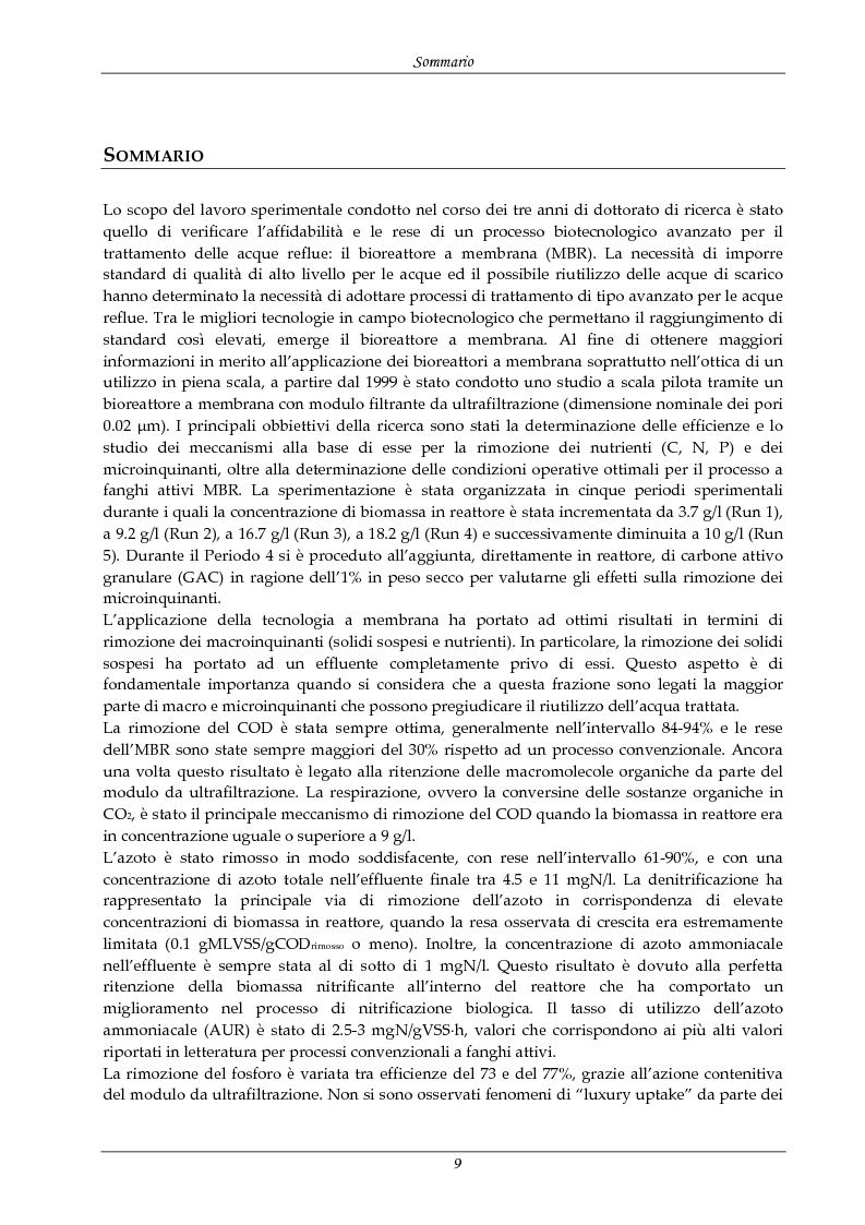 Anteprima della tesi: Rimozione di nutrienti e microinquinanti attraverso un processo a fanghi attivi assistito da membrana e carboni attivi, Pagina 4