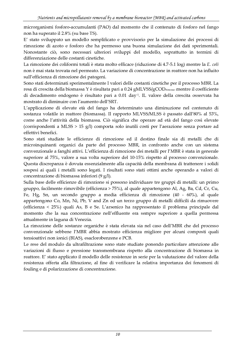 Anteprima della tesi: Rimozione di nutrienti e microinquinanti attraverso un processo a fanghi attivi assistito da membrana e carboni attivi, Pagina 5