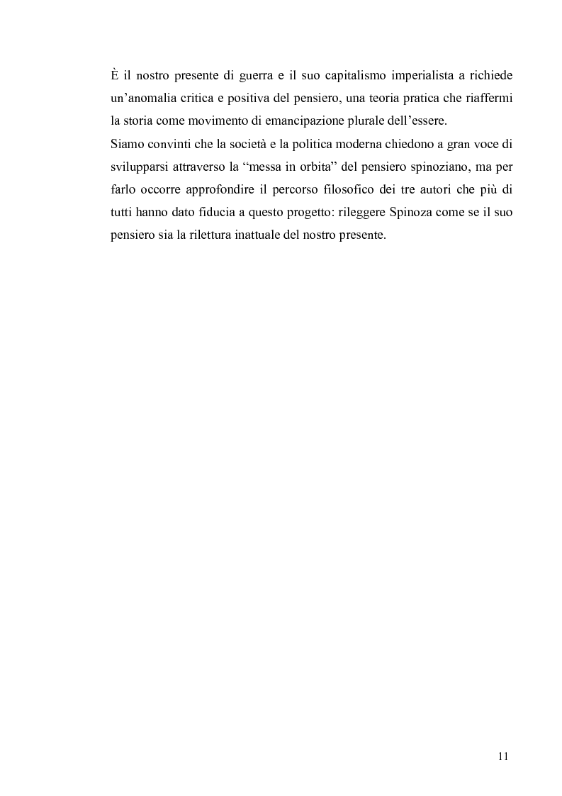 Anteprima della tesi: Tre riletture del pensiero di Spinoza nella filosofia contemporanea: G. Deleuze, A. Negri, E. Balibar, Pagina 10