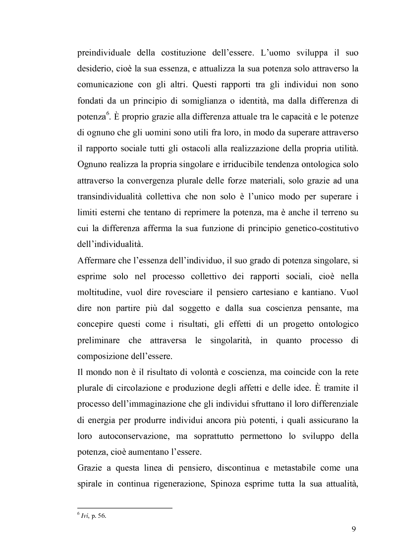 Anteprima della tesi: Tre riletture del pensiero di Spinoza nella filosofia contemporanea: G. Deleuze, A. Negri, E. Balibar, Pagina 8