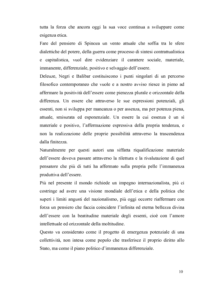 Anteprima della tesi: Tre riletture del pensiero di Spinoza nella filosofia contemporanea: G. Deleuze, A. Negri, E. Balibar, Pagina 9