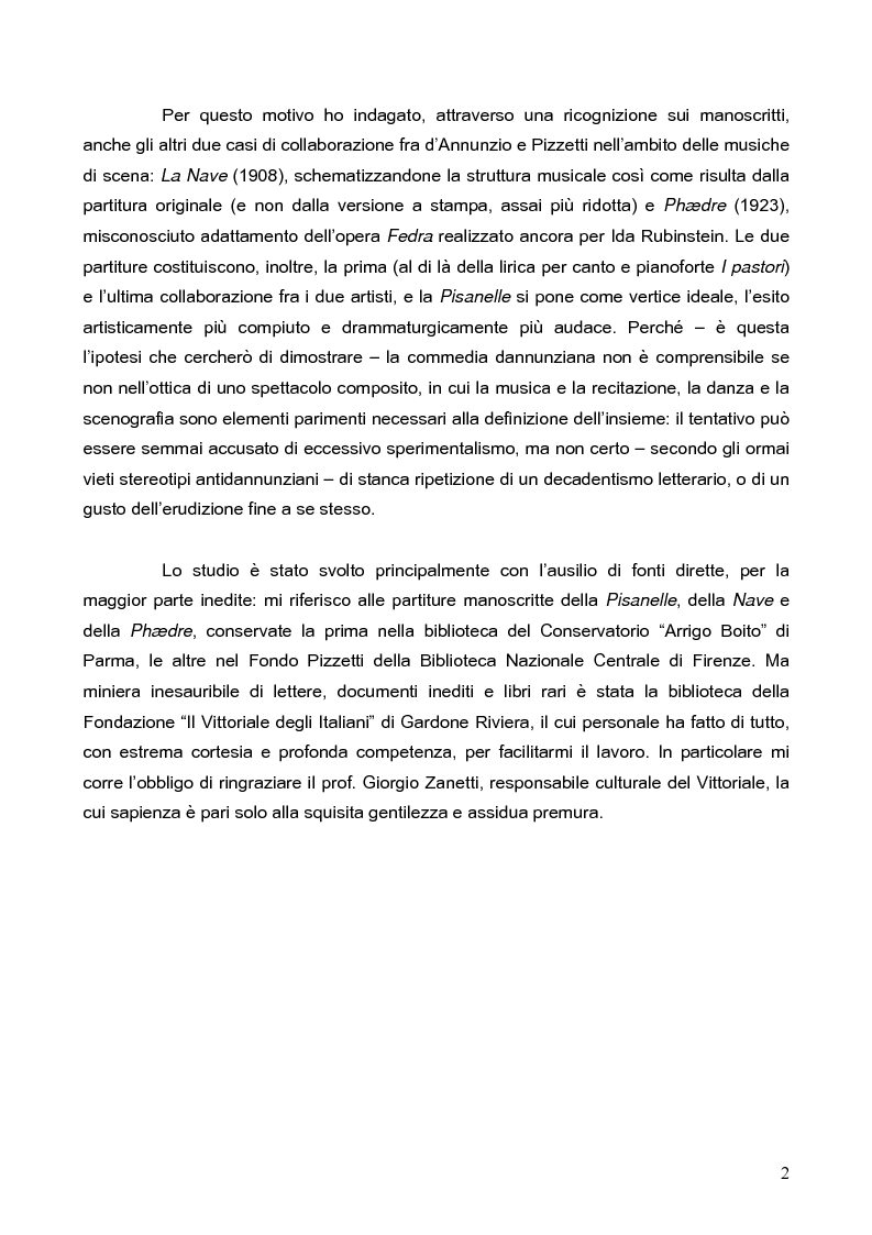 Anteprima della tesi: "La tragédienne du silence". Ida Rubinstein e le musiche di scena per "La Pisanelle" di Gabriele d'Annunzio, Pagina 2