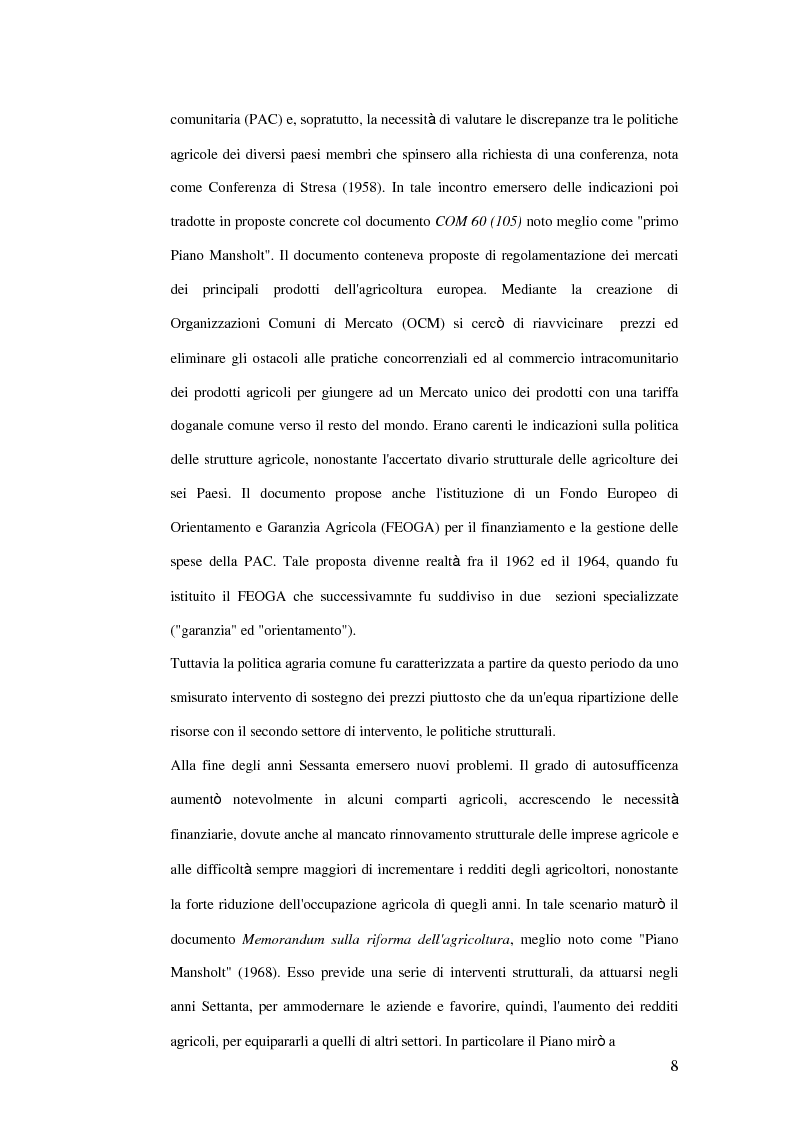 Anteprima della tesi: La trasformazione dei prodotti agricoli: Interventi del P.O.R. Puglia 2000-2006, Pagina 8