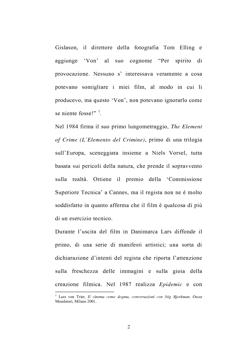 Anteprima della tesi: I germi della realtà: il cinema di Lars von Trier, Pagina 2