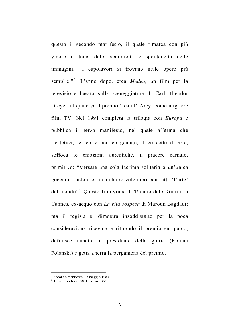 Anteprima della tesi: I germi della realtà: il cinema di Lars von Trier, Pagina 3