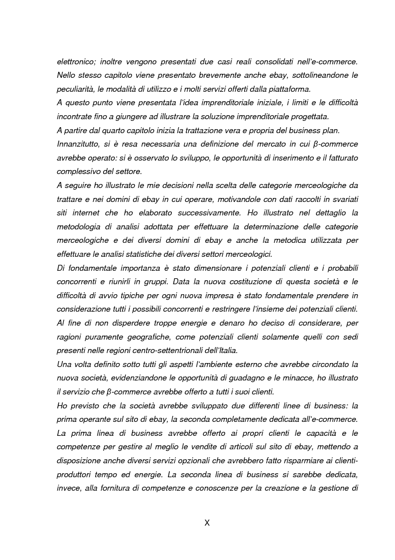 Anteprima della tesi: Business Plan di un'azienda di outsourcing di attività di vendita on-line. Il caso B-commerce, Pagina 3