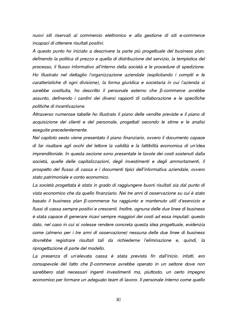 Anteprima della tesi: Business Plan di un'azienda di outsourcing di attività di vendita on-line. Il caso B-commerce, Pagina 4
