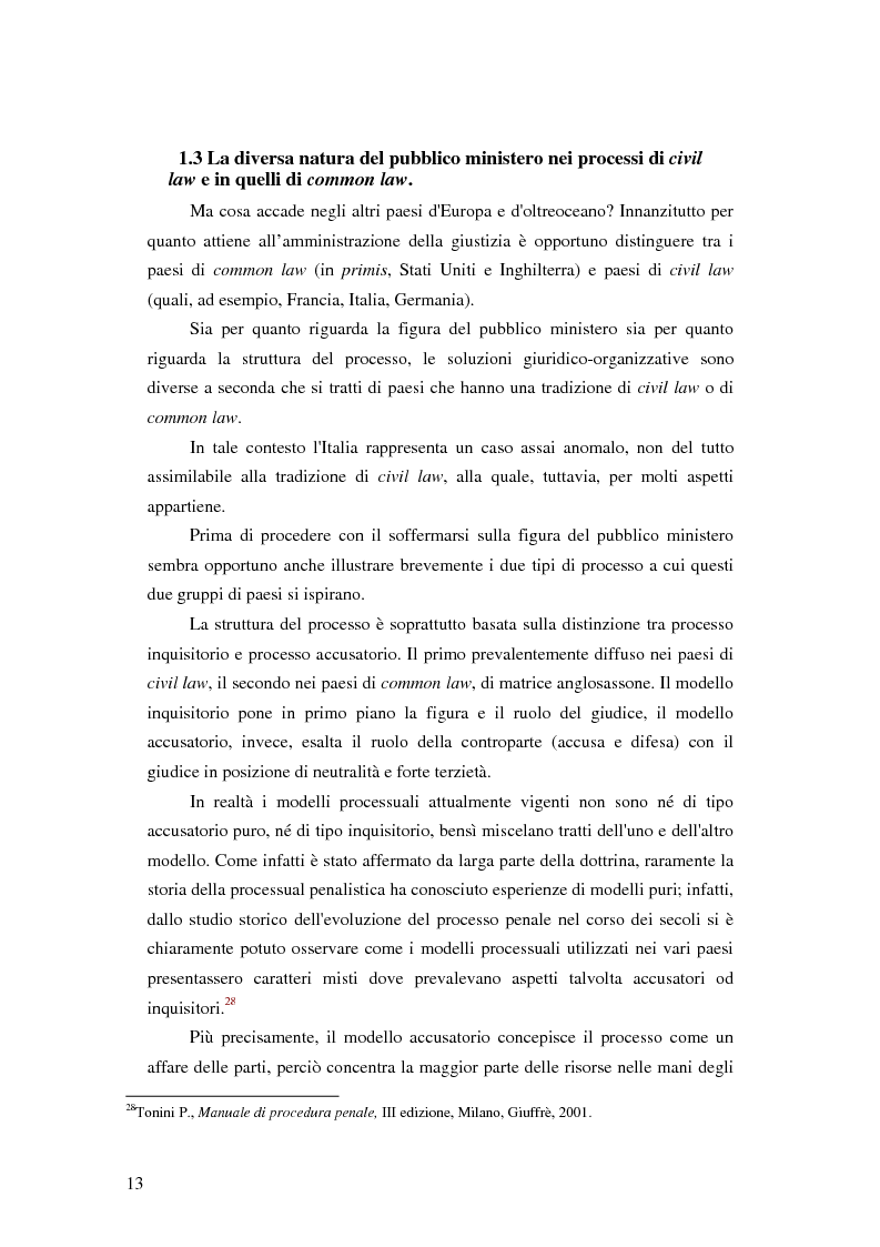 Anteprima della tesi: La posizione del pubblico ministero nell'ordinamento giuridico italiano. Profili costituzionali, Pagina 12