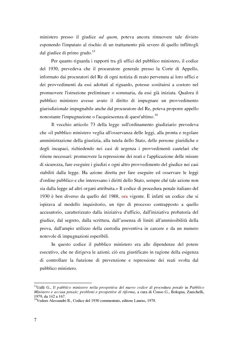 Anteprima della tesi: La posizione del pubblico ministero nell'ordinamento giuridico italiano. Profili costituzionali, Pagina 6