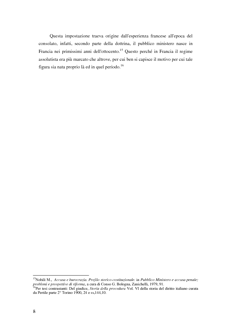 Anteprima della tesi: La posizione del pubblico ministero nell'ordinamento giuridico italiano. Profili costituzionali, Pagina 7