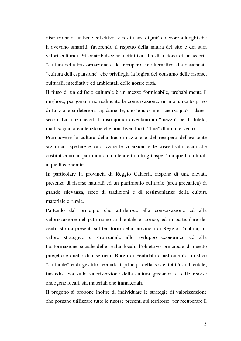 Anteprima della tesi: Progetto di valorizzazione di un centro storico: il caso Pentidattilo, Pagina 3