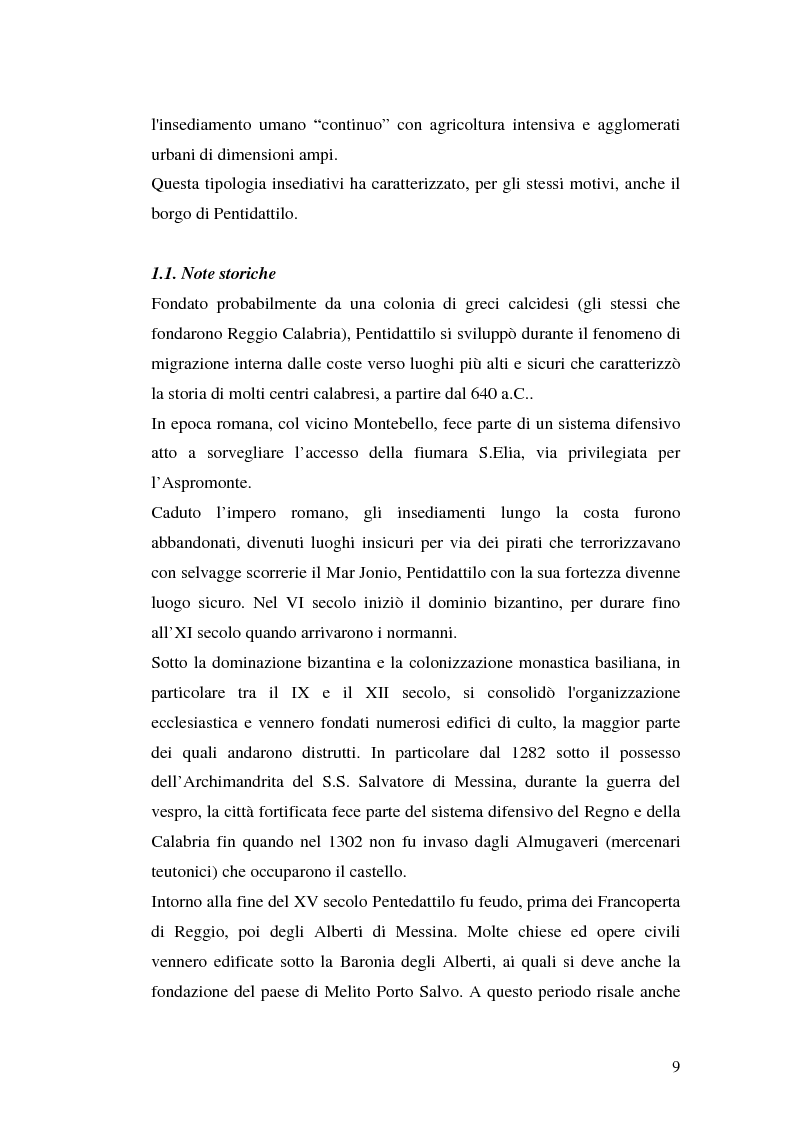 Anteprima della tesi: Progetto di valorizzazione di un centro storico: il caso Pentidattilo, Pagina 7
