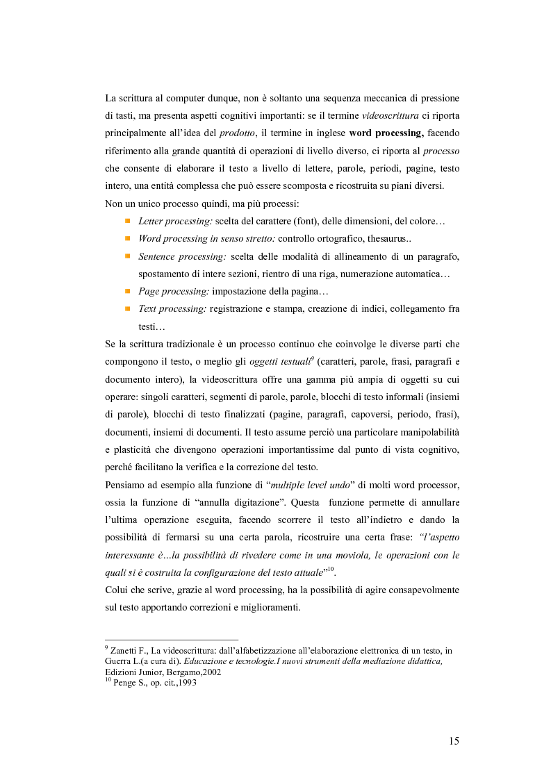 Anteprima della tesi: La videoscrittura: riflessione sulla lingua e produzione del testo., Pagina 11